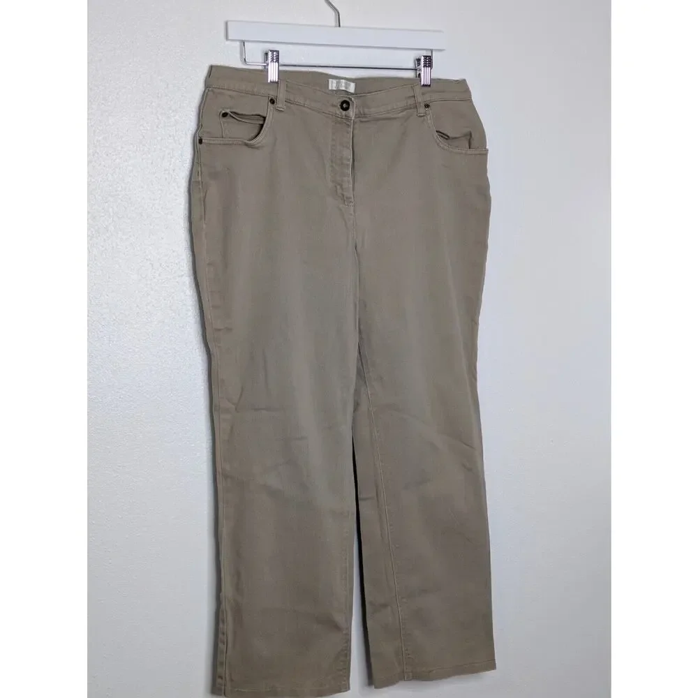 Christopher & Banks Women’s Tan Stretch Crop Pants Size 14 - Picture 2 of 9